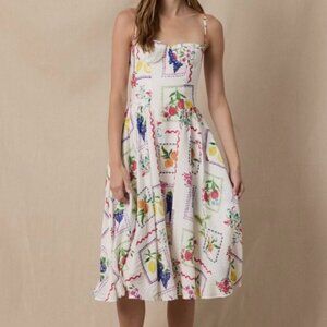 A BIT FRUITY PATTERNED MIDI DRESS